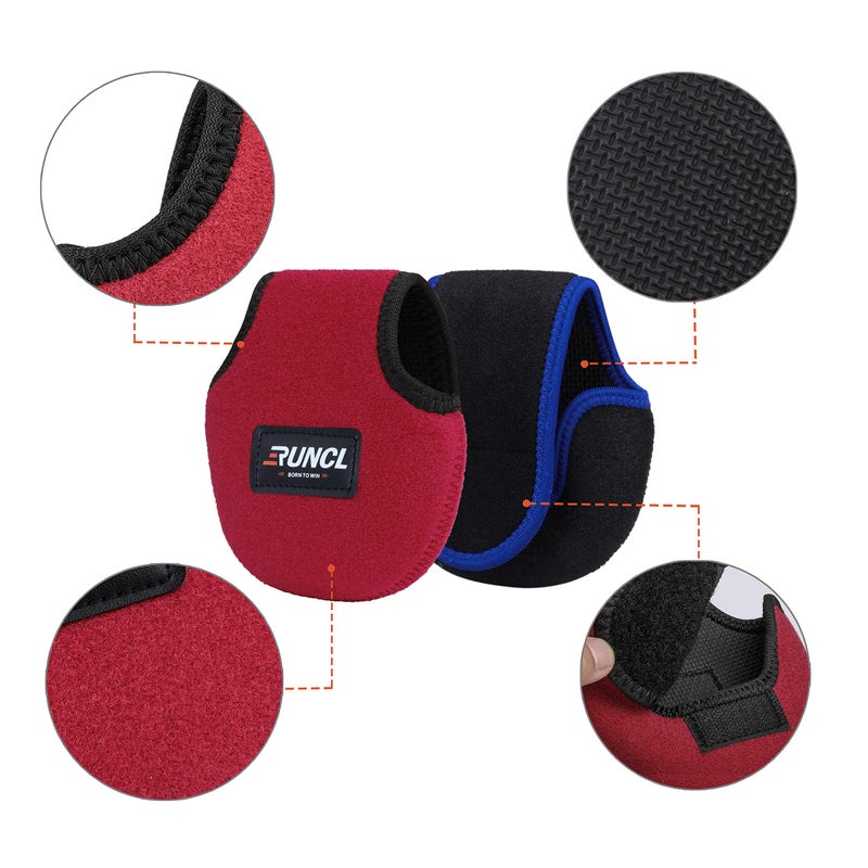 RUNCL Casting Rod Socks, Fishing Rod Sleeves, Fishing Pole Sleeves (Red&Black, 2pcs) & Baitcasting Reel Bags, Fishing Reel Covers (2pcs) - Image 4